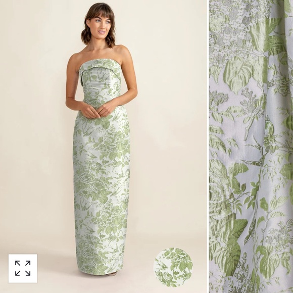 Lulakate Dresses & Skirts - Strapless Floral Green Dress